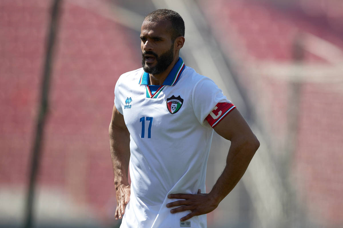 Kuwait captain Bader Al-Mutawa pictured during a friendly game against Latvia in March 2022