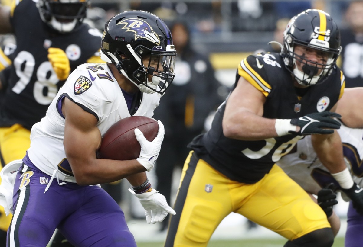 Ravens running back J.K. Dobbins rushed for over 100 yards against the Steelers in Week 14.