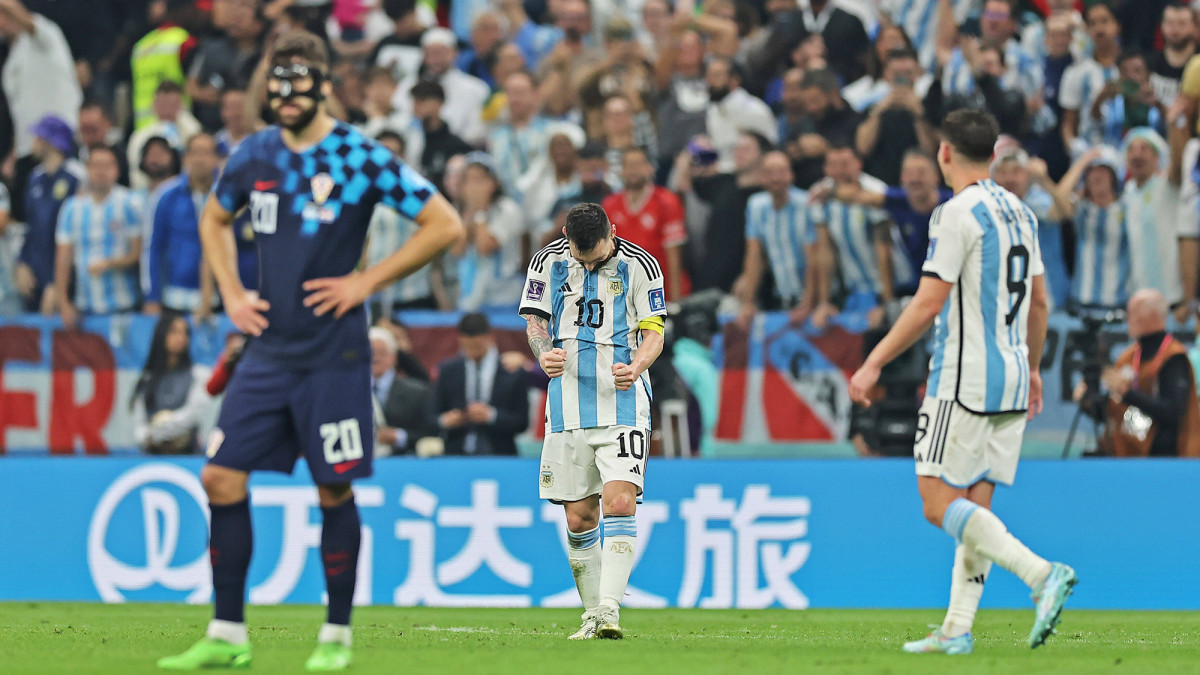 Lionel Messi celebrates Argentina’s progression to the World Cup final