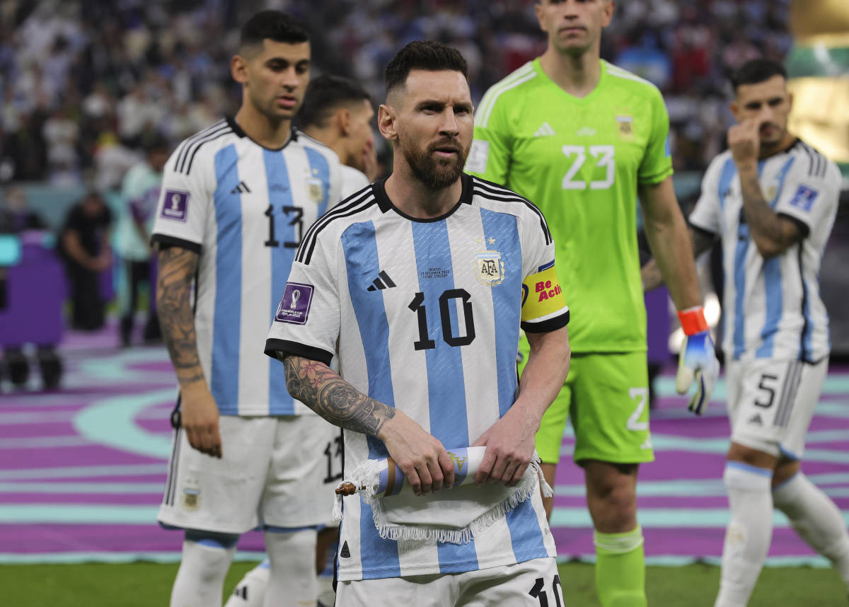 Lionel Messi pictured ahead of the 2022 World Cup semi-final between Argentina and Croatia