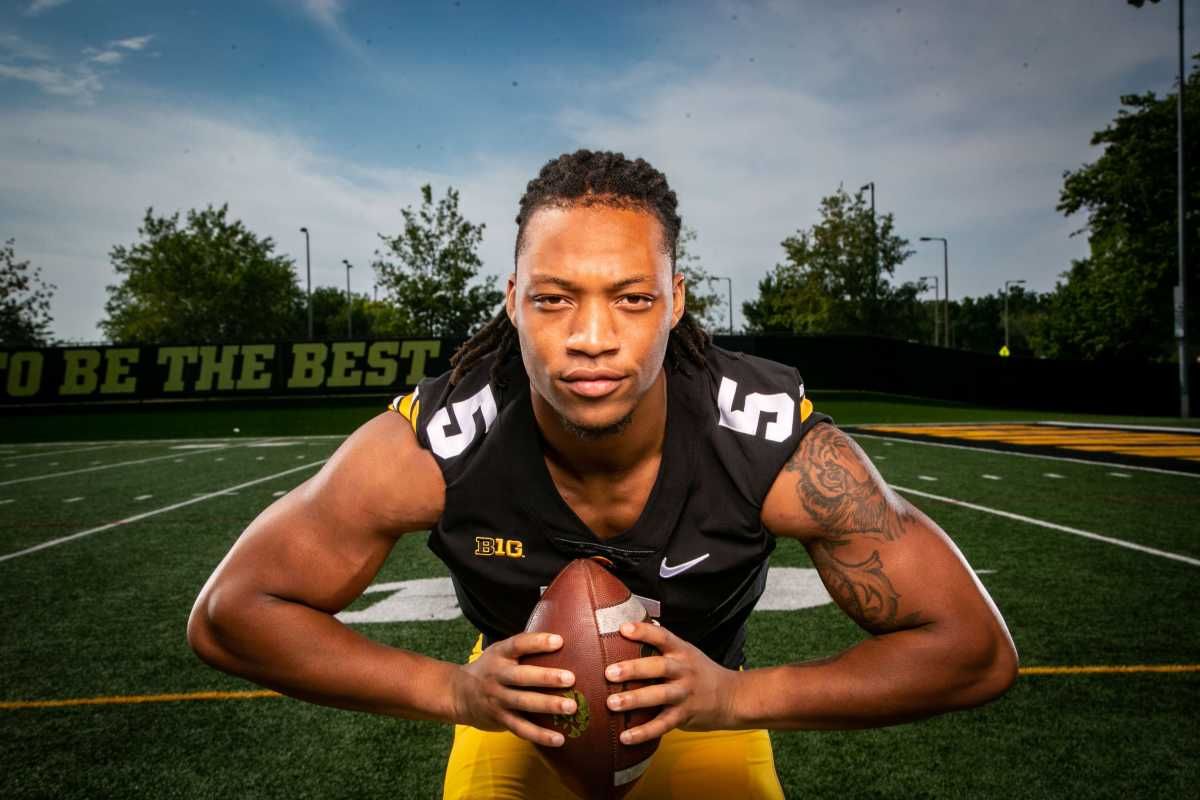 Jestin Jacobs during a photoshoot for Iowa Football media day.