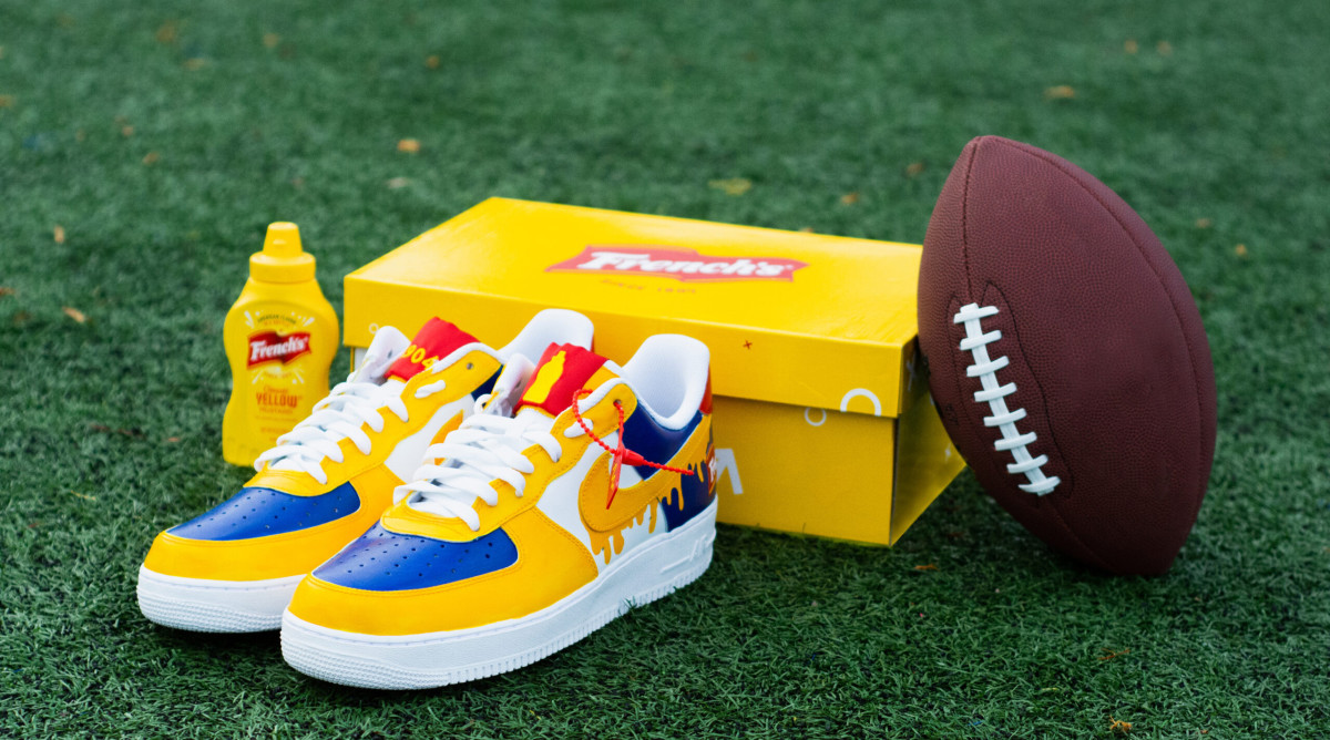 Hendon’s NIL deal includes custom French’s mustard Nikes. 