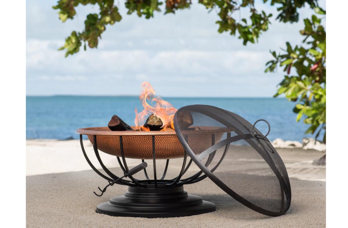 Copper wood burning outdoor fire pit