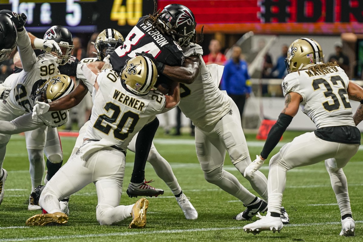 Atlanta Falcons running back Cordarrelle Patterson (84) scores a touchdown against the New Orleans Saints. Mandatory Credit: Dale Zanine-USA TODAY