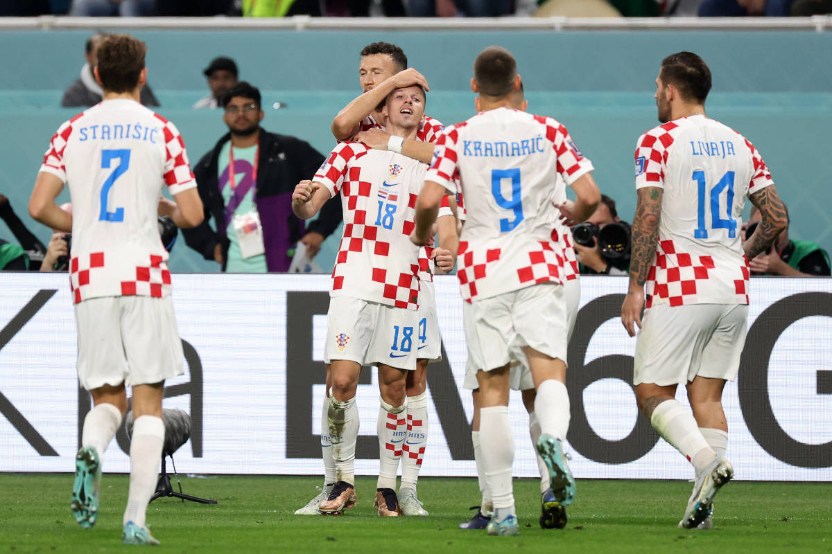 Players from Croatia pictured celebrating during their victory over Morocco in the third-place playoff at the 2022 FIFA World Cup in Qatar