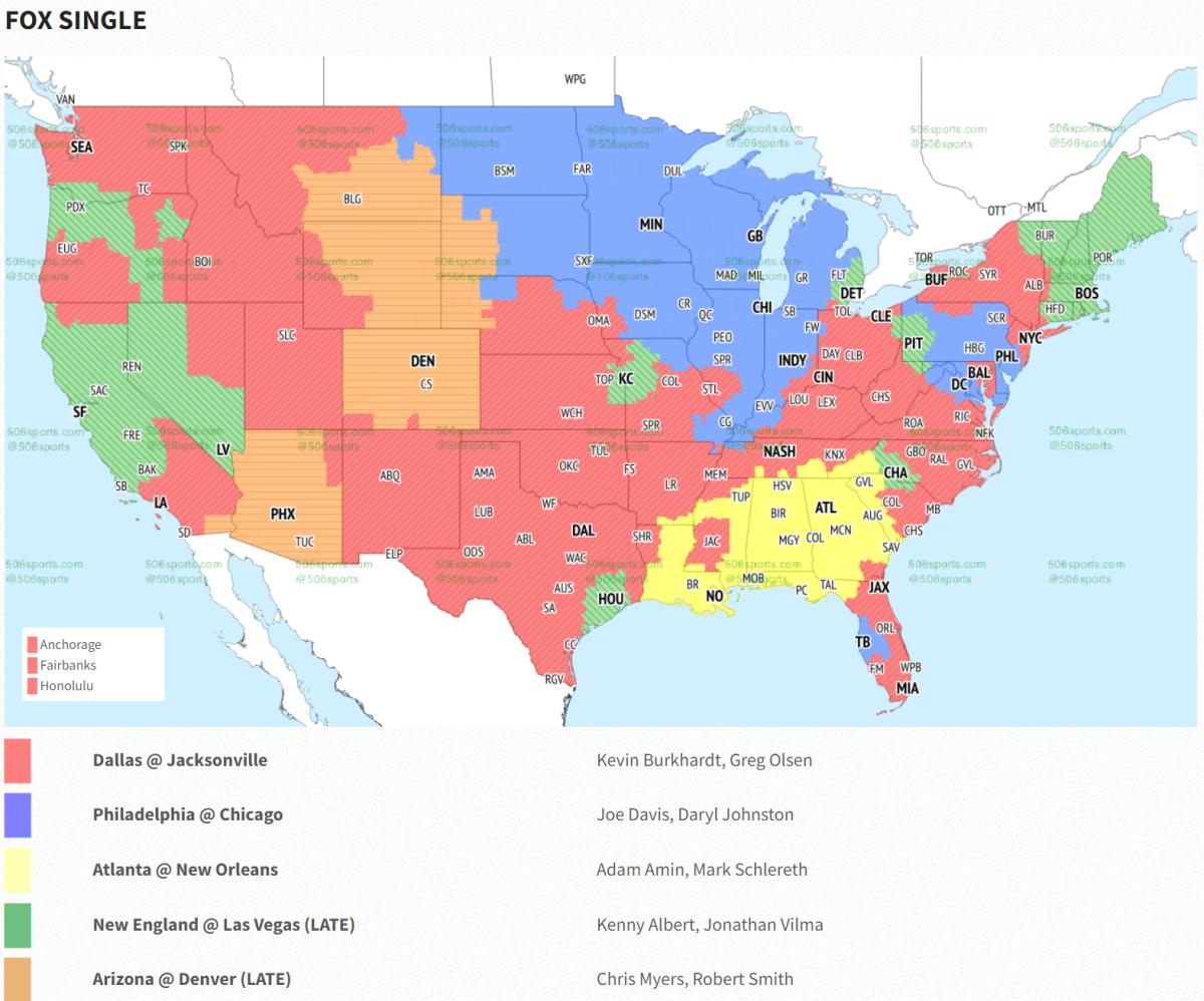 NFL Week 15 TV Coverage Map - Sports Illustrated Arizona Cardinals News,  Analysis and More