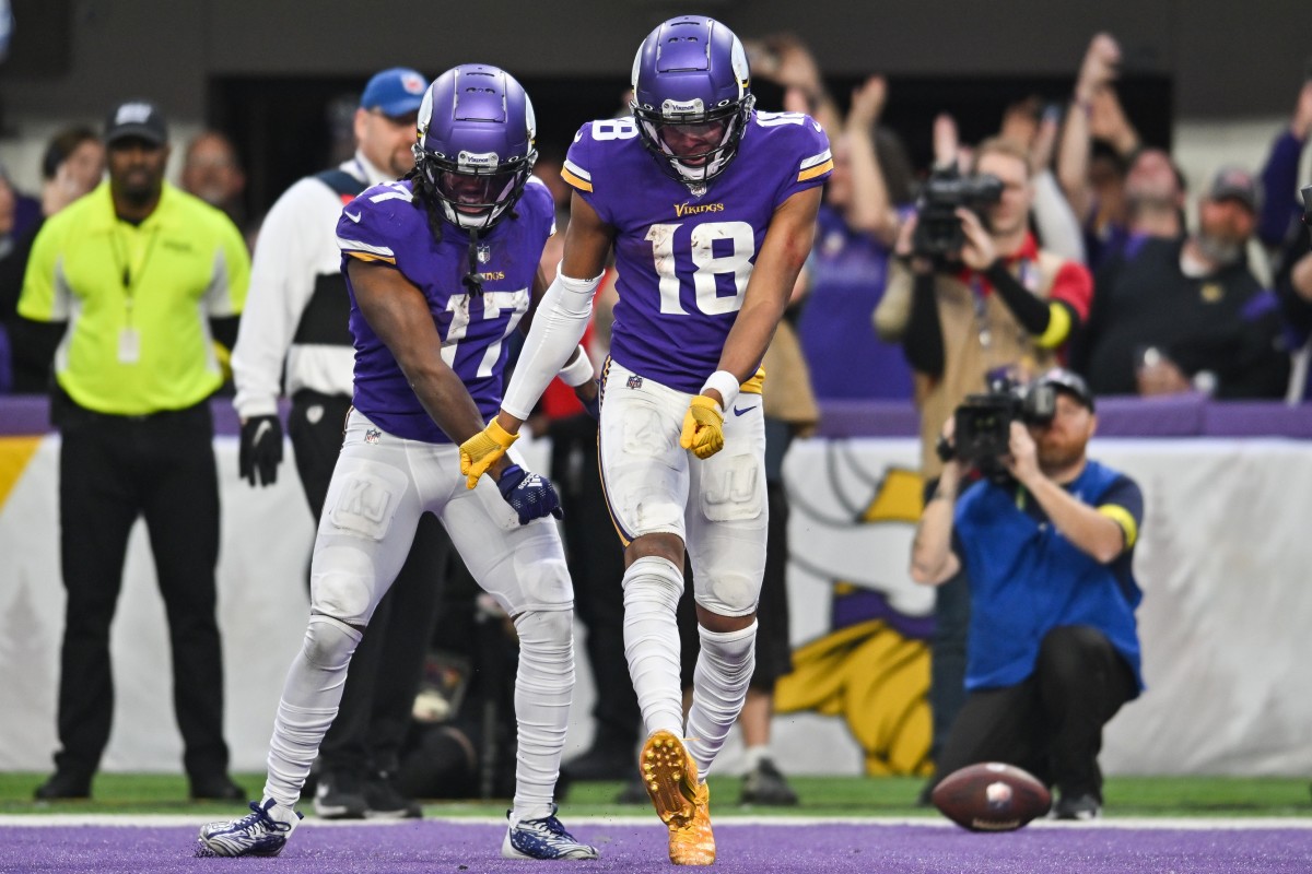 Vikings receivers Justin Jefferson and K.J. Osborn combined for 22 catches and 280 yards and two touchdowns against the Colts.