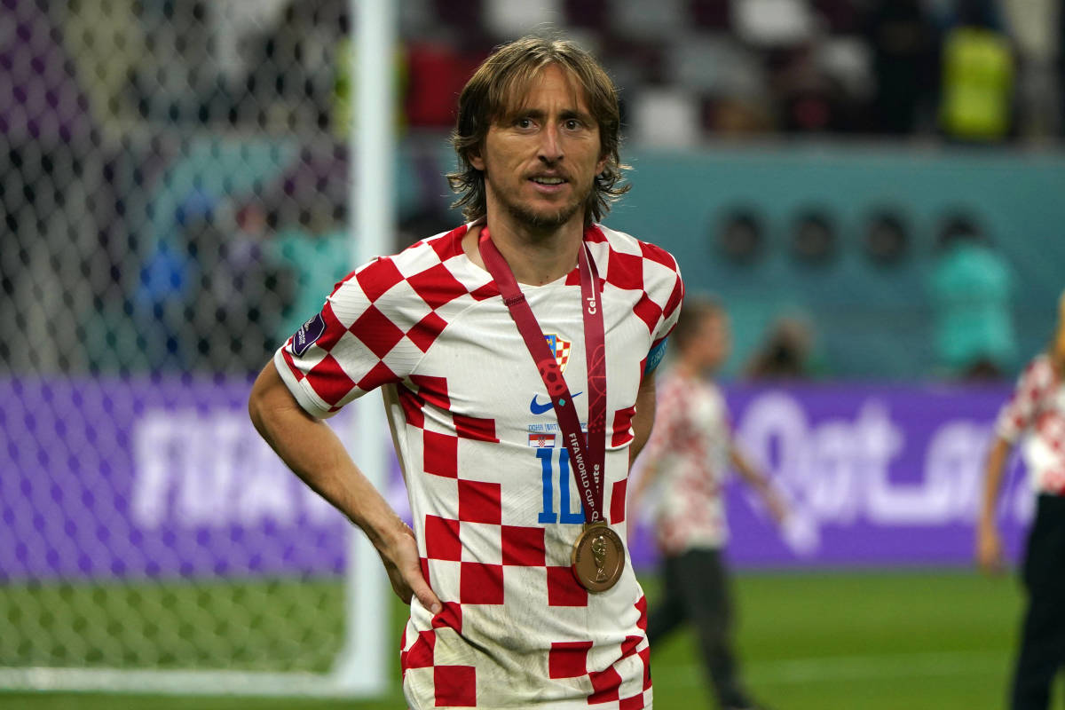 Luka Modric pictured at the 2022 FIFA World Cup after winning a bronze medal with Croatia