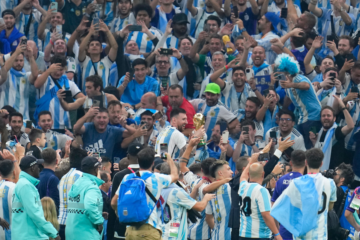 Messi celebrates winning the World Cup