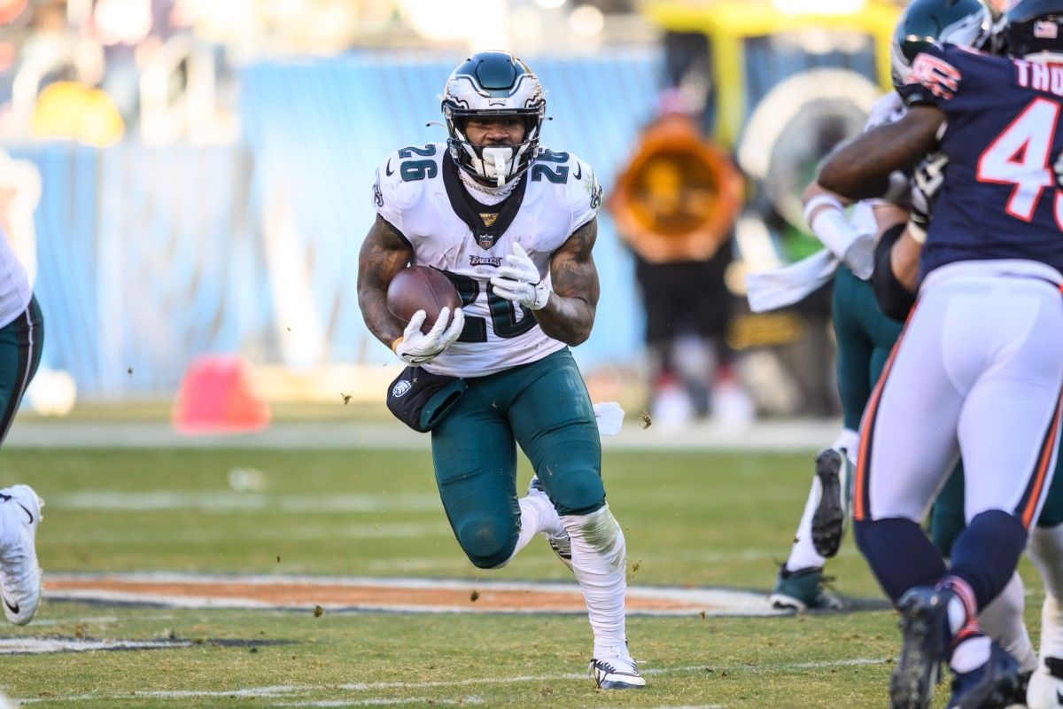 Philadelphia Eagles running back Miles Sanders (26) runs the ball in the fourth quarter against the Chicago Bears at Soldier Field.
