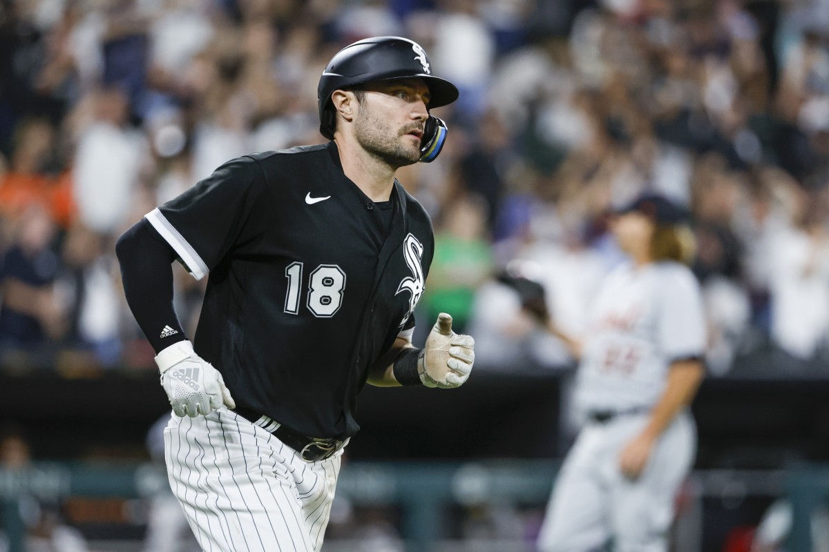 Chicago White Sox OF AJ Pollock rounds bases after hitting home run