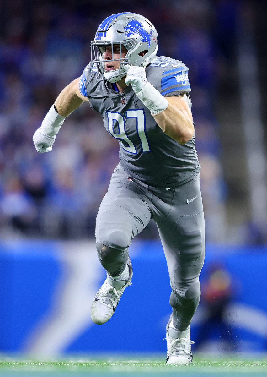 Through Week 16, Hutchinson has seven sacks, the most of any rookie.