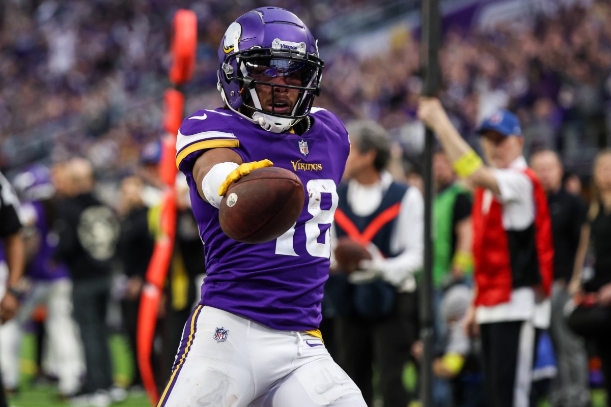 Vikings receiver Justin Jefferson leads the NFL in receptions with 111 and yards receiving with 1,623.