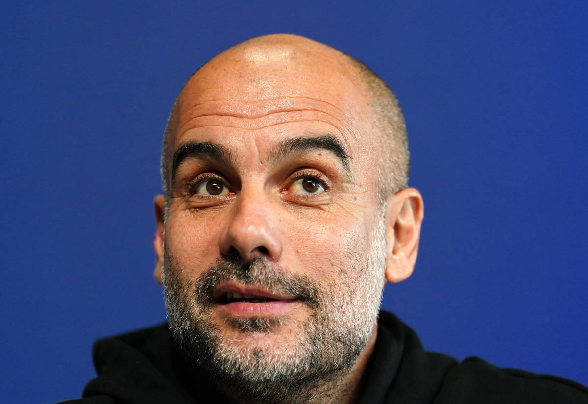 Manchester City manager Pep Guardiola pictured at a press conference in December 2022