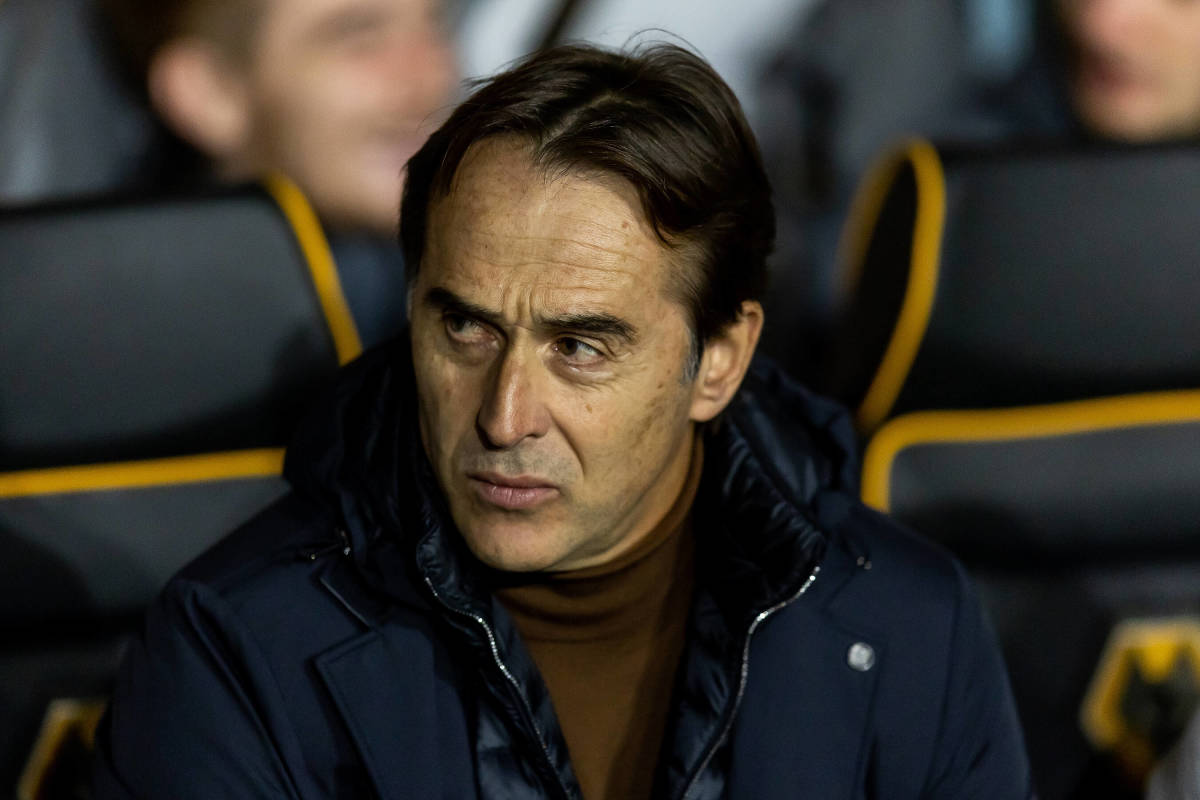 Julen Lopetegui pictured during his first game as Wolves manager - a 2-0 win over Gillingham in the EFL Cup in December 2022