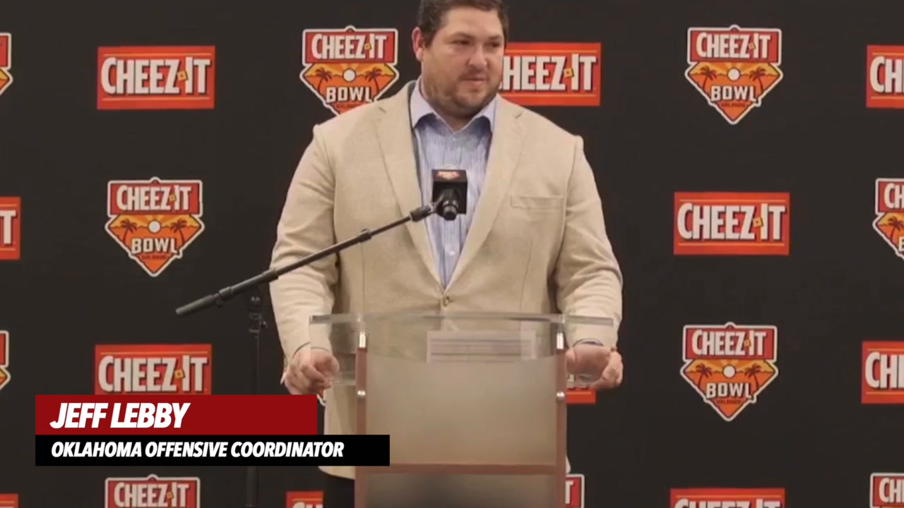 WATCH Oklahoma OC Jeff Lebby CheezIt Bowl Media Day Sports