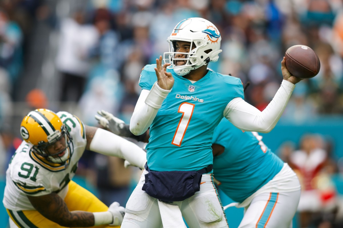 Dolphins quarterback Tua Tagovailoa tossed three interceptions against the Packers in Week 16.