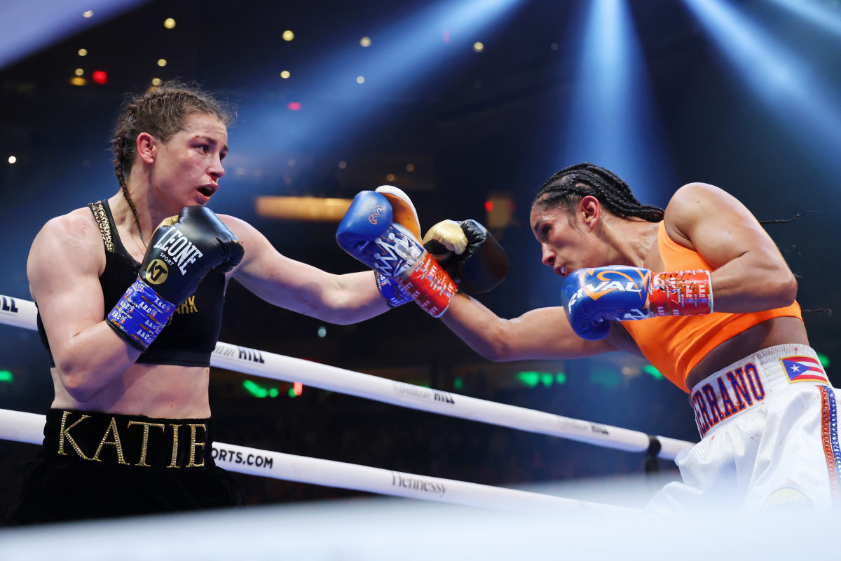 Taylor, left, and Serrano left it all in the ring at Madison Square Garden in April.
