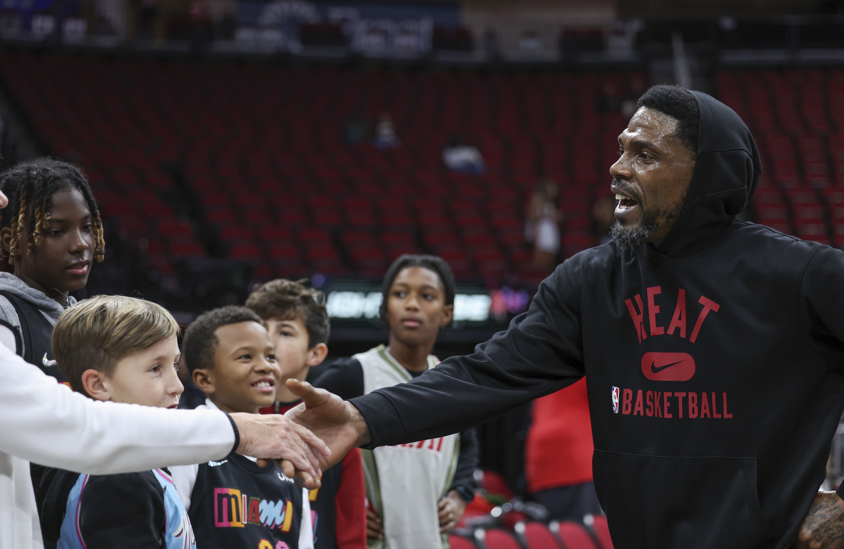 Entire Miami Heat Team Attends Udonis Haslem Jersey Retirement At Miami High