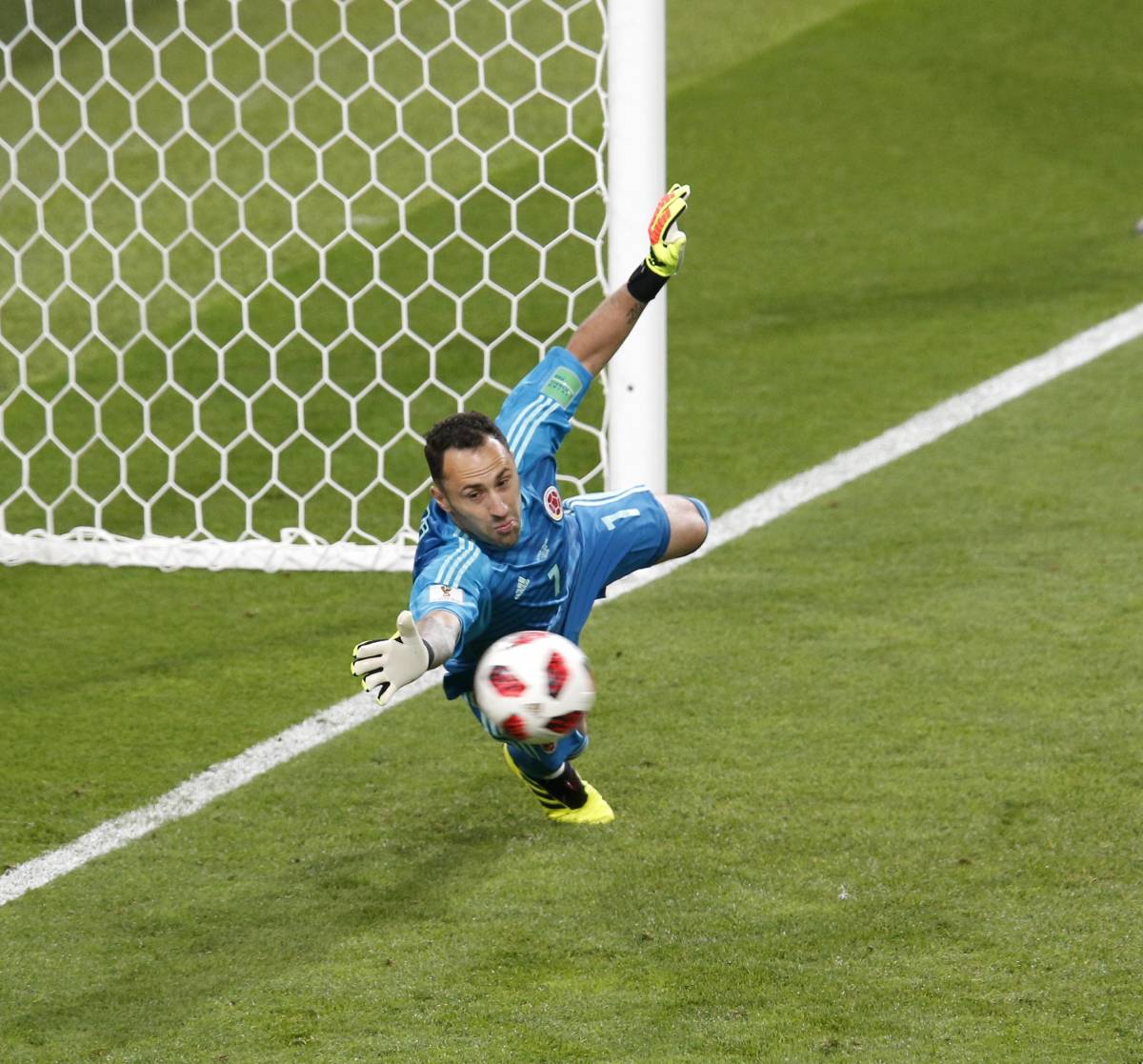 Colombia goalkeeper David Ospina pictured in action at the 2018 World Cup
