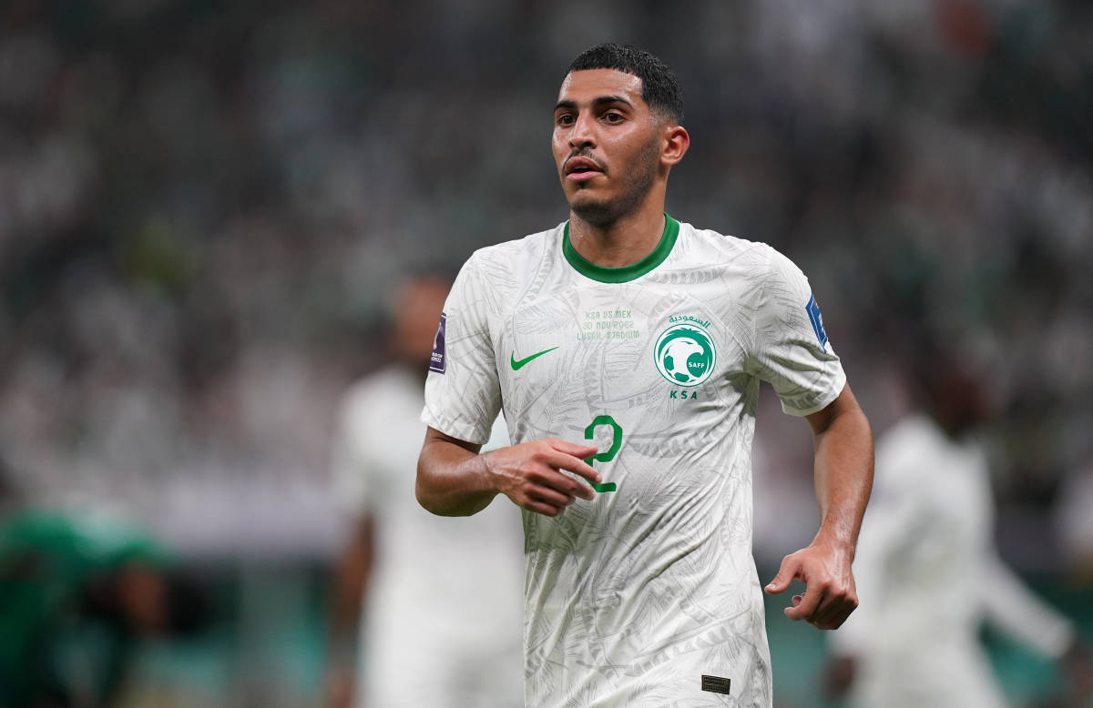Sultan Al-Ghannam pictured playing for Saudi Arabia at the 2022 World Cup in Qatar