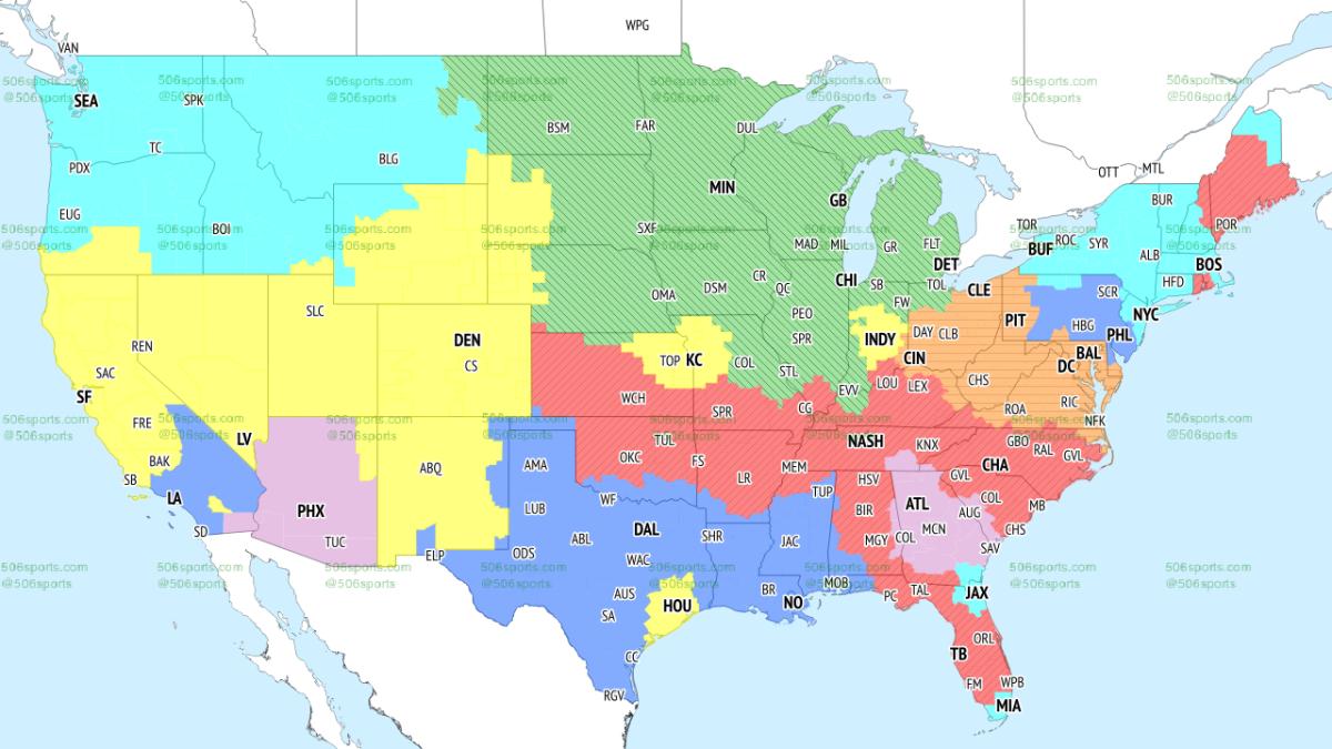 Saints-Eagles projected in blue on FOX.