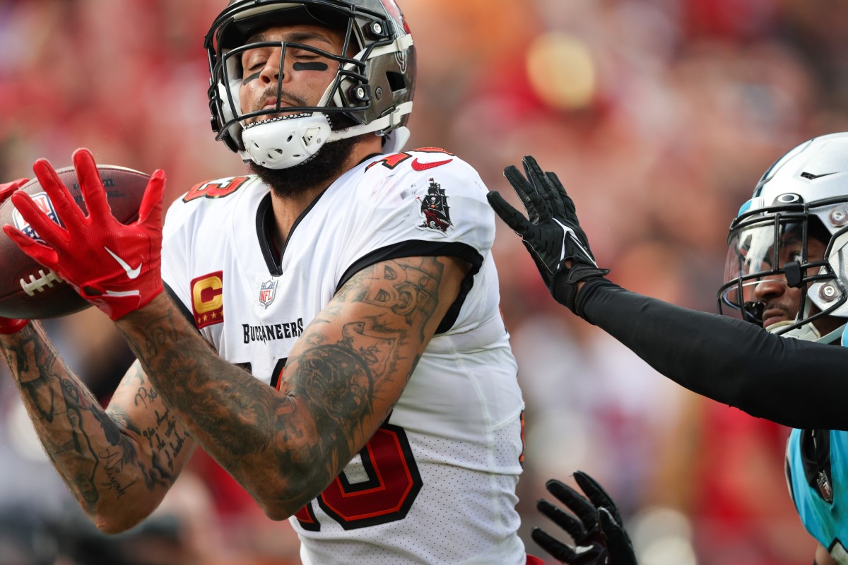 Buccaneers receiver Mike Evans had more than 200 yards receiving and three touchdowns against the Panthers in Week 17.