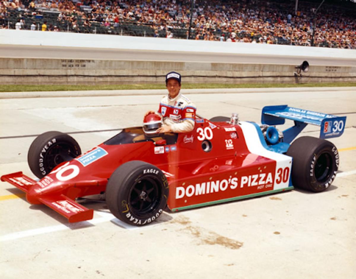 Howdy Holmes in the first Domino’s Pizza “Hot One” at the 1982 Indianapolis 500. Photo Courtesy: Indianapolis Motor Speedway