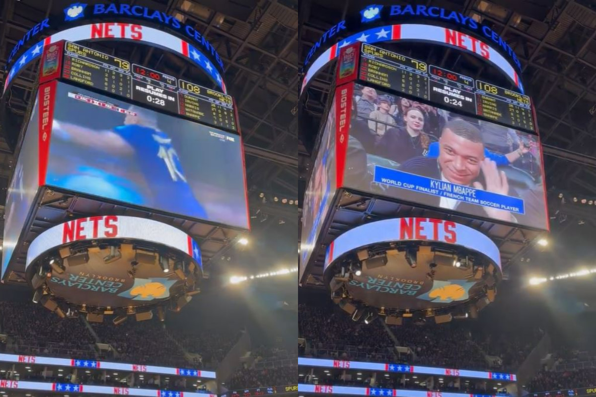 NBA fan Kylian Mbappe meets Kevin Durant after Brooklyn Nets game