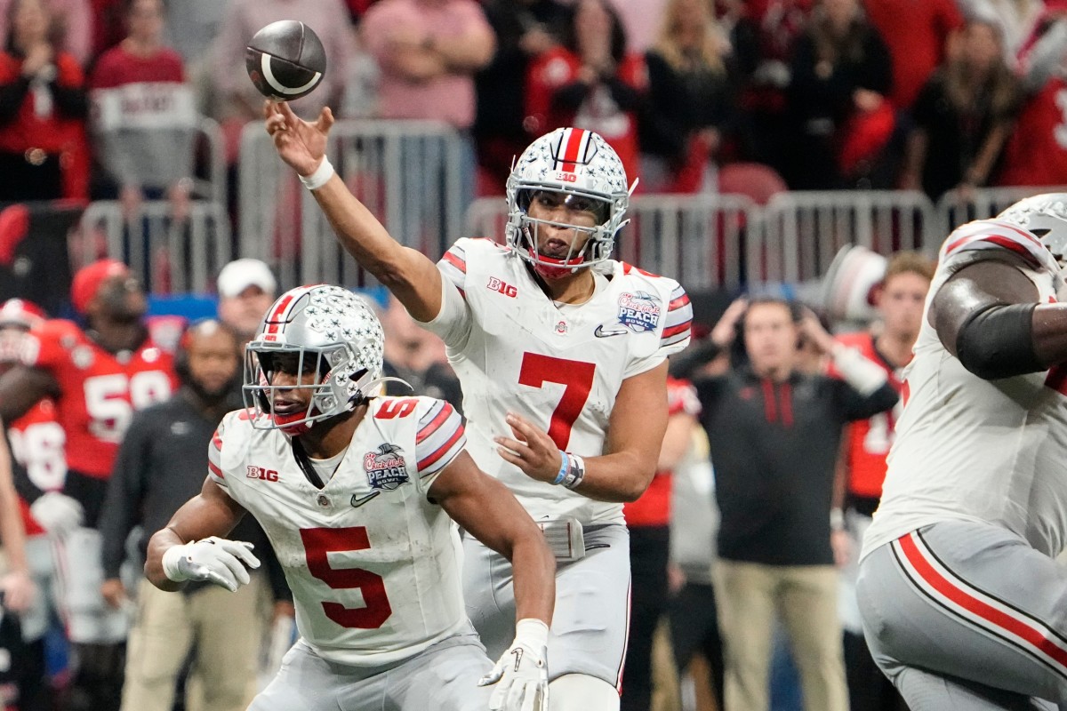 Ohio State quarterback CJ Stroud in the Peach Bowl
