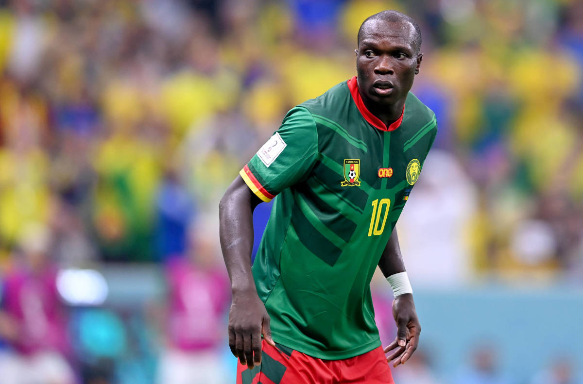 Vincent Aboubakar pictured playing for Cameroon at the 2022 FIFA World Cup