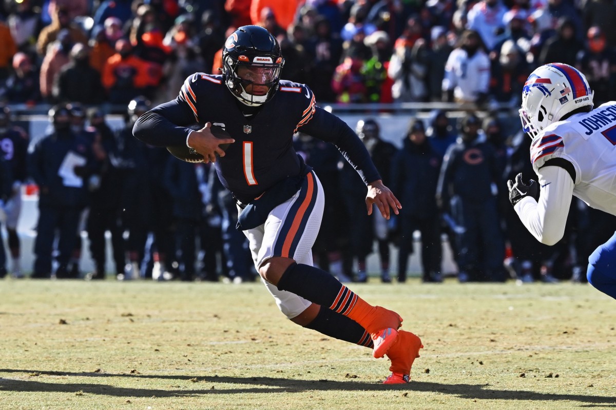 Bears quarterback Justin Fields led the NFL in rushing by a quarterback.