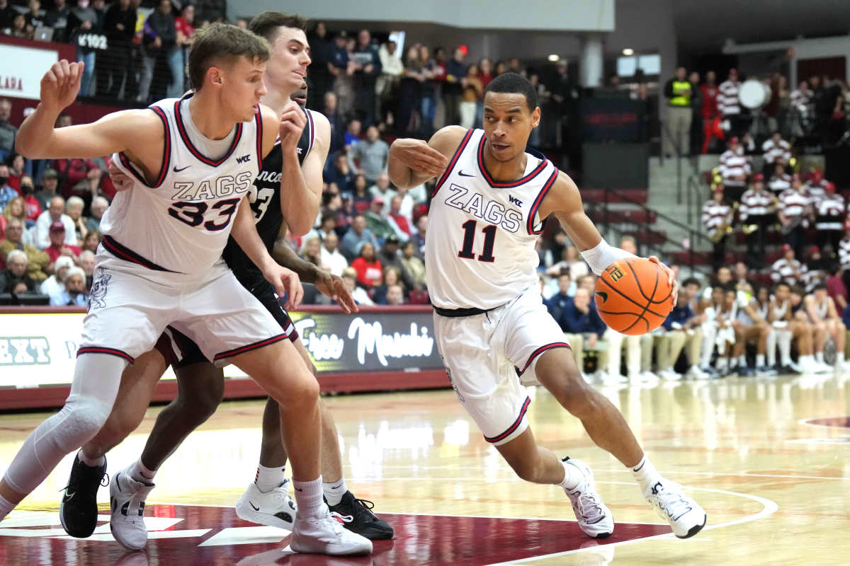 Nolan Hickman turned in a career-high 20 points in Gonzaga's 81-76 win on the road at Santa Clara on January 7, 2023.