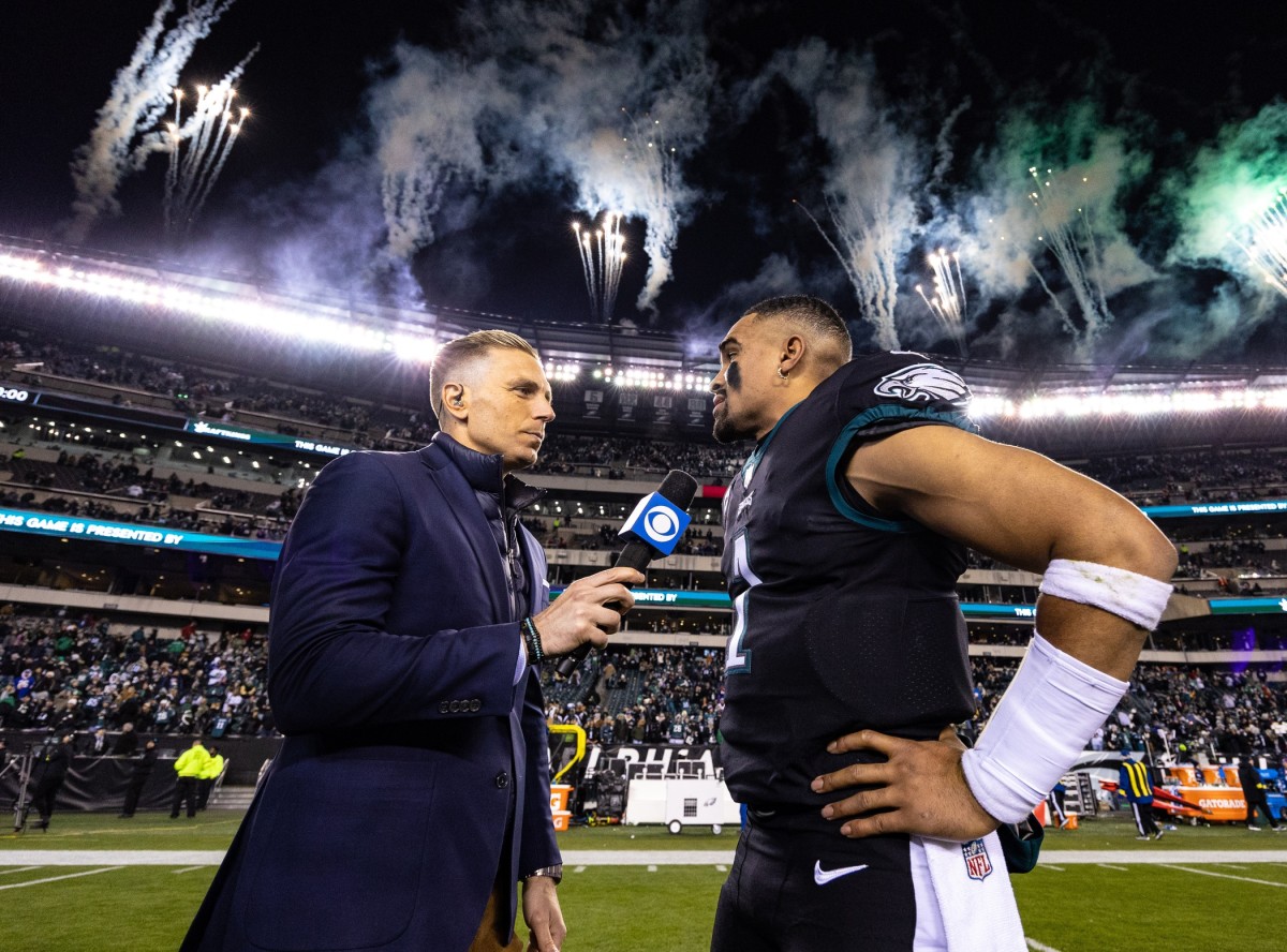 TV analyst Evan Washburn interview Eagles QB Jalen Hurts after wrapping up the No. 1 seed in the NFC playoffs