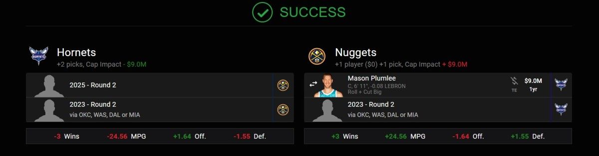 Denver Plumlee Trade
