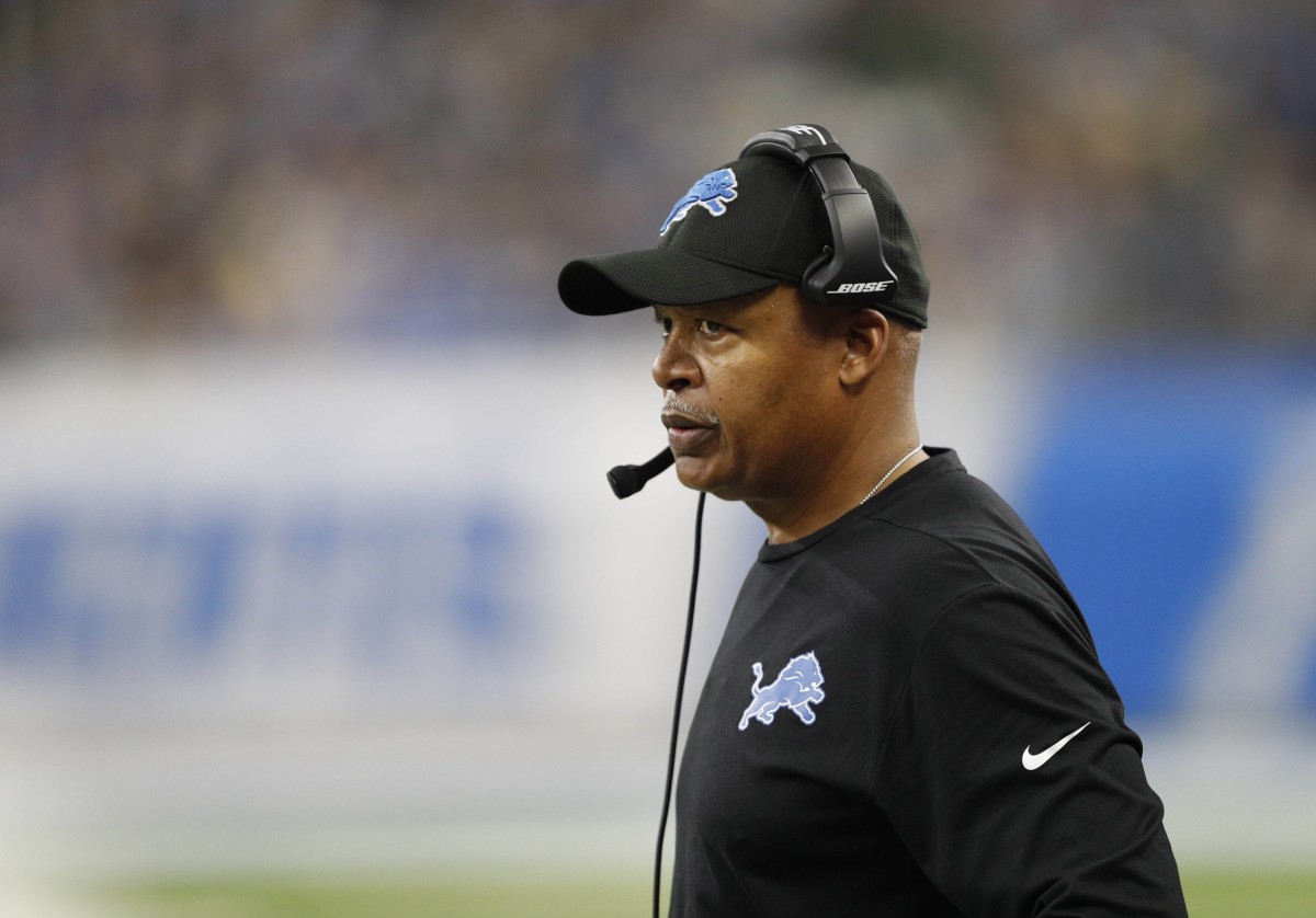 Detroit Lions head coach Jim Caldwell looks on from the sideline during the second quarter against the Green Bay Packers at Ford Field.