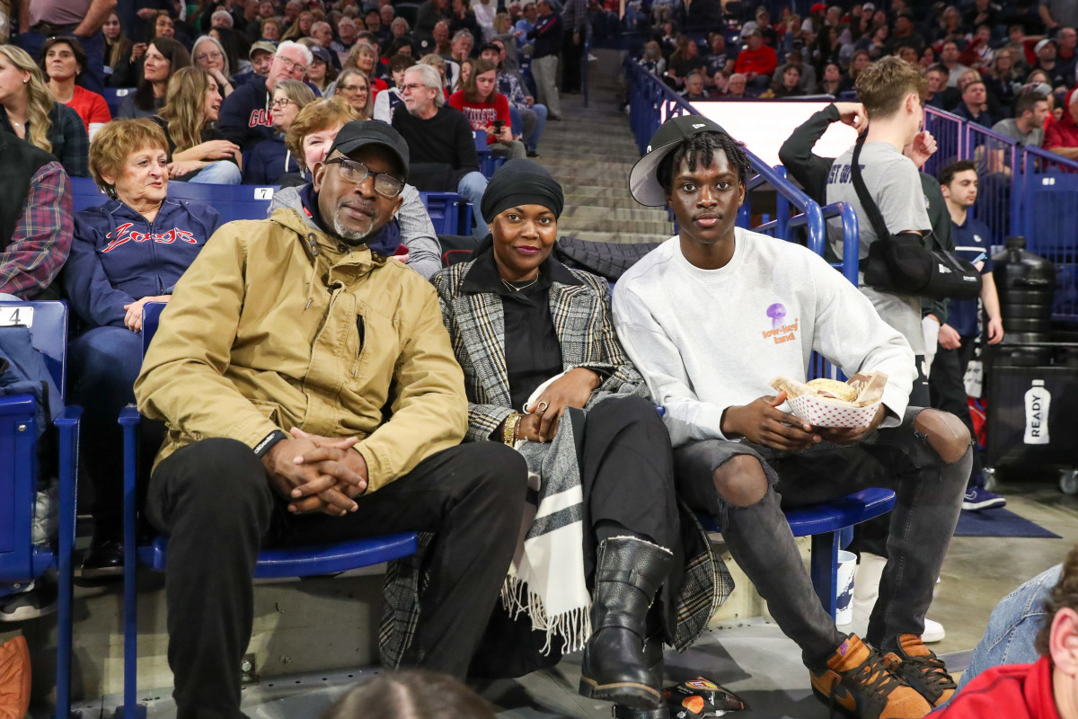 Zoom Diallo with his parents at the McCarthey Athletic Center for Gonzaga vs. Portland. 