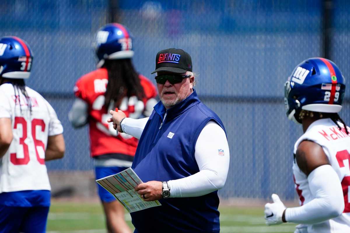New York Giants defensive coordinator Don \"Wink\" Martindale on the field for mandatory minicamp at the Quest Diagnostics Training Center on Tuesday, June 7, 2022, in East Rutherford. News Giants Mandatory Minicamp