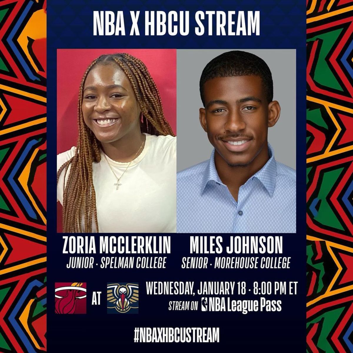 NBA X HBCU Stream Will Feature Student Journalists Miles Johnson and Zoria McClerklin