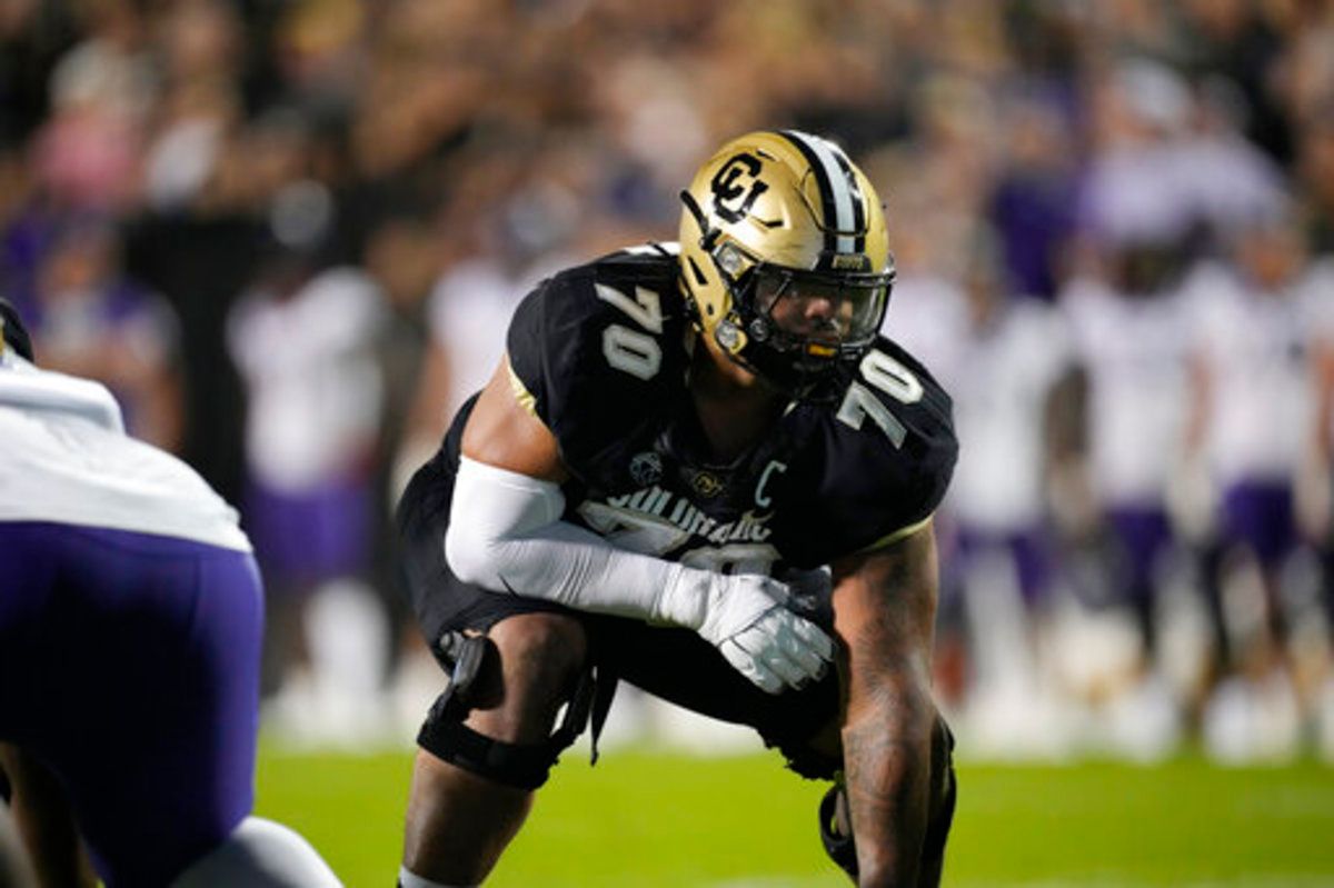 Colorado offensive lineman Casey Roddick (70) in the first half of an NCAA college football game Friday, Sept. 2, 2022, in Boulder, Colo.