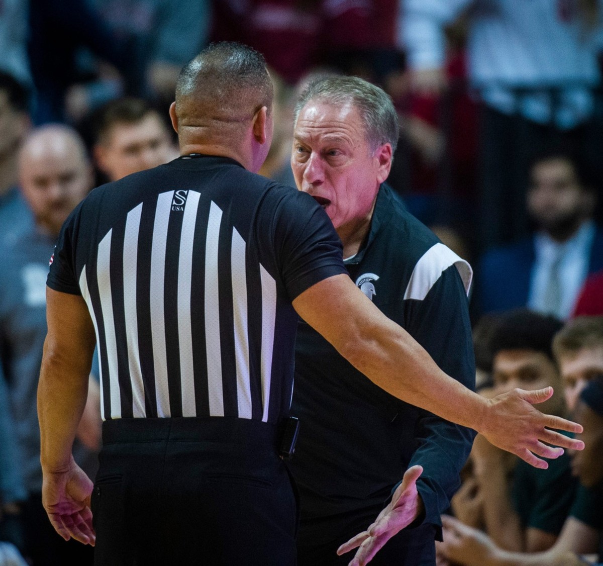 Michigan State head coach Tom Izzo argues a call during the second half of the Indiana versus Michigan State.