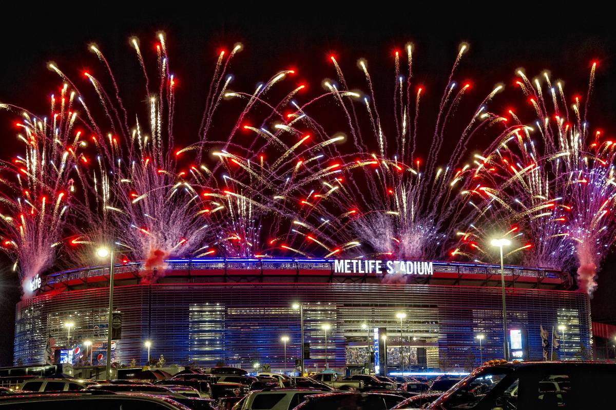 A photo of fireworks over MetLife Stadium in 2012