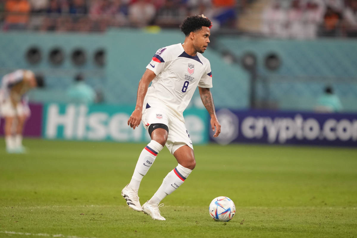 Weston McKennie pictured in action for the USMNT at the 2022 World Cup in Qatar