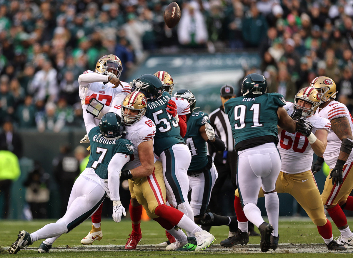 Philadelphia dominated at the line of scrimmage with Haason Reddick, Brandon Graham and Fletcher Cox during the NFC championship.