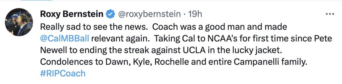 Roxy Bernstein on former Cal coach Lou Campanelli