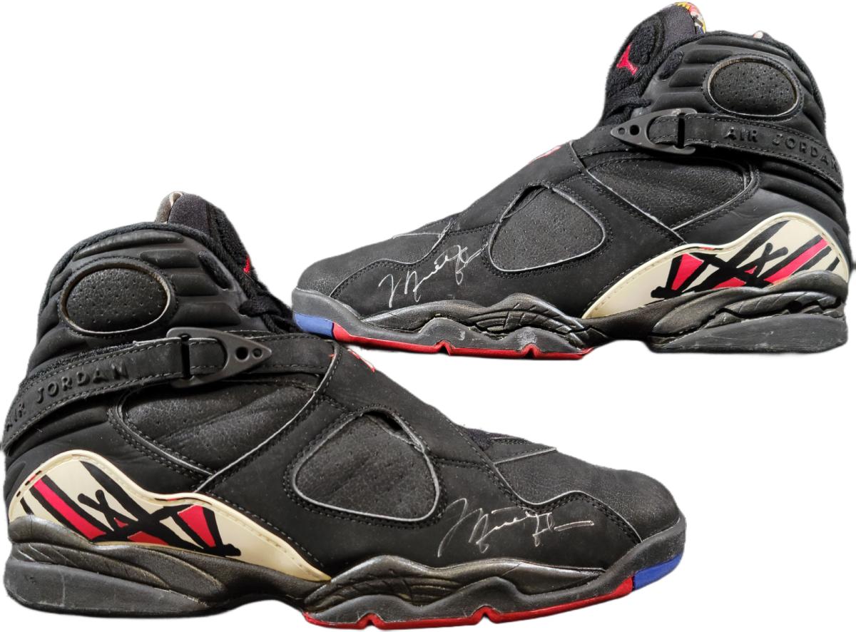 Signed  Nike Air Jordan VIIIs Michael Jordan wore during the the '93 Eastern Conference Finals against the New York Knicks