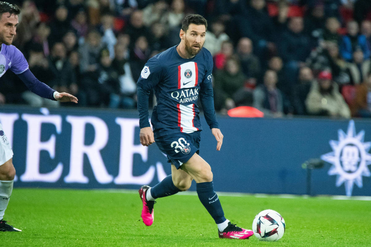 Lionel Messi pictured in action for PSG against Toulouse in February 2023