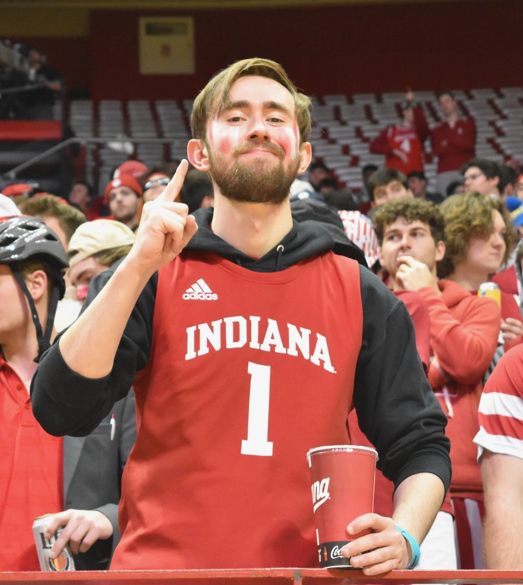A confident fan was ready in the front row of the student section ahead of Indiana's matchup with Purdue.