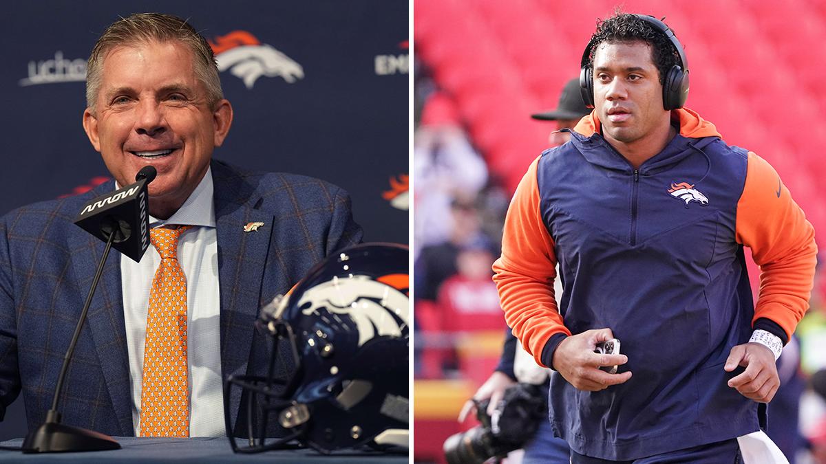 Broncos head coach Sean Payton (pictured left) and quarterback Russell Wilson (pictured right).