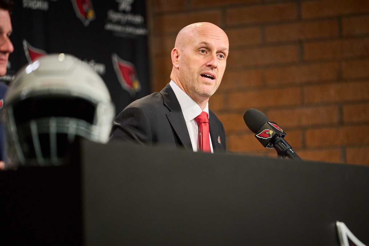 Arizona Cardinals' new general manager Monti Ossenfort responds to questions during a news conference at Dignity Health Arizona Cardinals Training Center in Tempe, on Tuesday, Jan. 17, 2023. Nfl Cardinals New General Manager